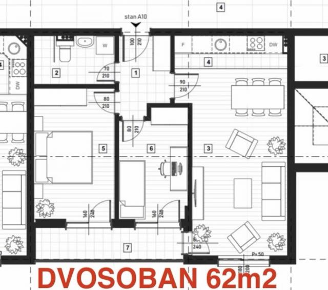 Dvosoban stan, 62m2, Zagorič, Podgorica