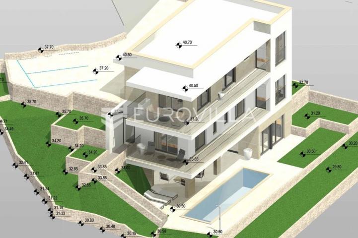 Trogir, Seget zemljište 530 m² s dozvolom za gradnju s pogledom na more