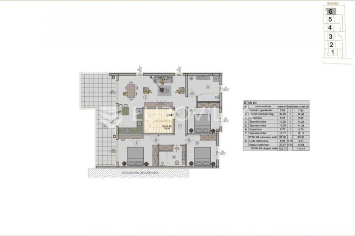 Pula, Kaštanjer, moderni penthouse u novogradnji, 2. kat, 117.77 m², vrhunska lokacija