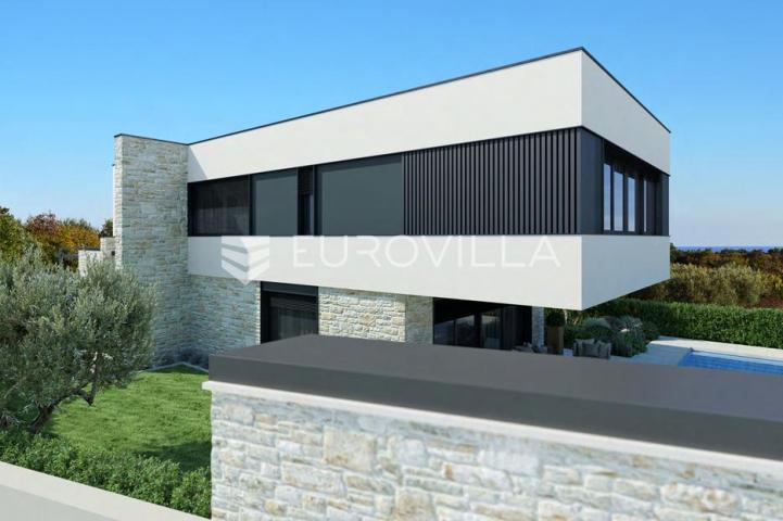 Istra, Poreč, moderna vila u izgradnji s pogledom na more