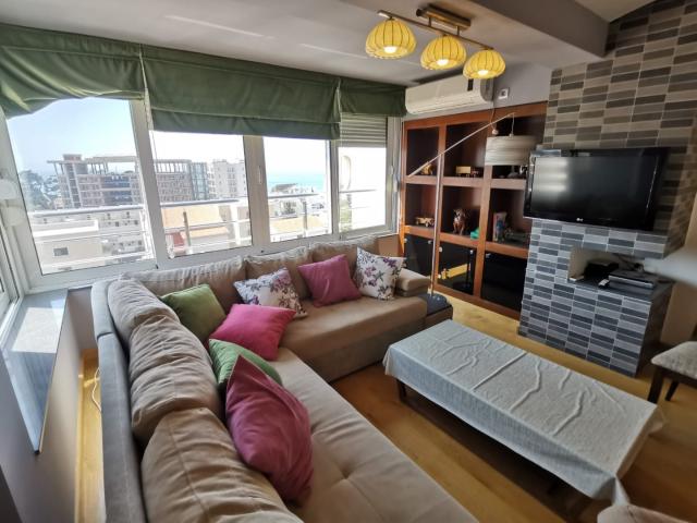 An apartment with a sea view in Petrovac is offered for sale. 