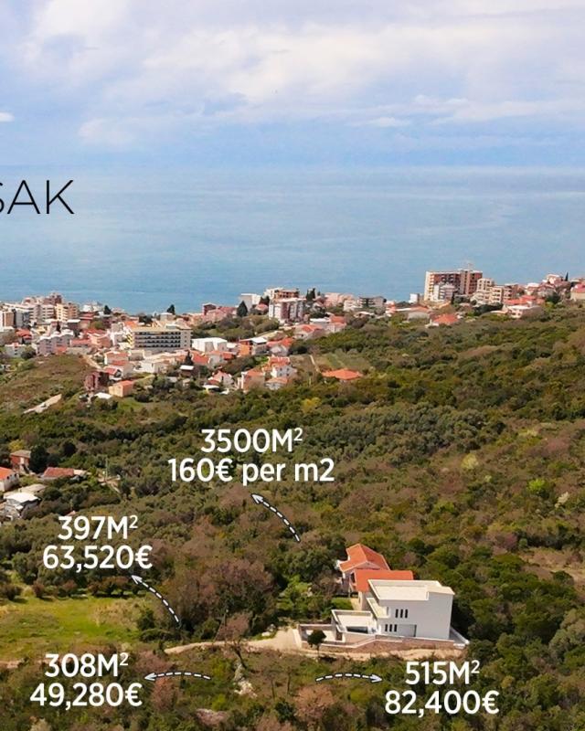 Urbanized plots with sea view for sale, Dobra Voda, Veliki Pijesak