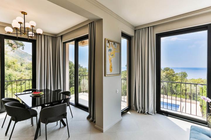 Townhouse with panoramic views of the Adriatic Sea in a gated complex in the Budva Riviera