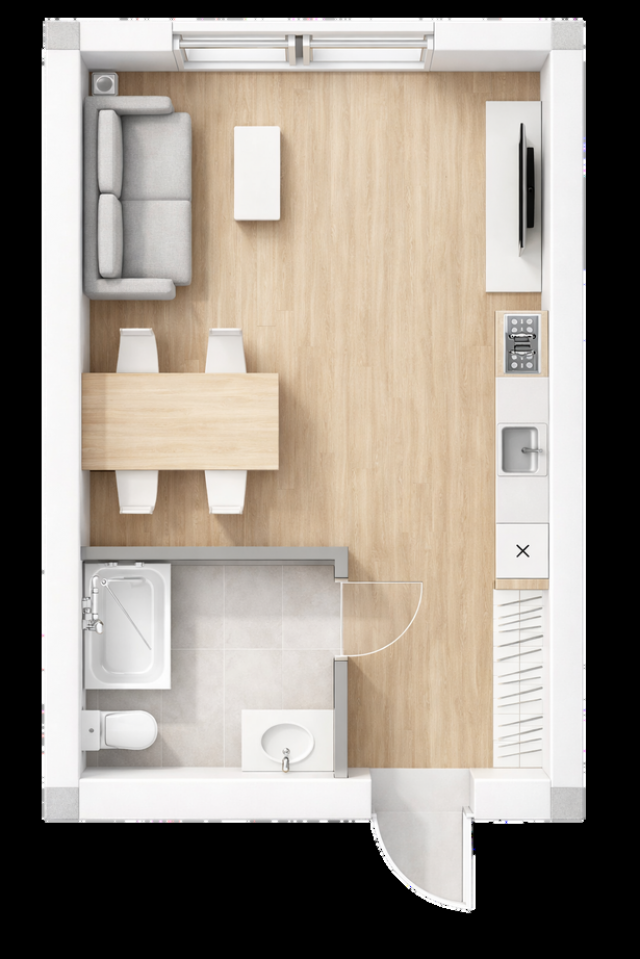 Studio apartment with sea and mountain views in a new club-type residential complex, Bar, Montenegro