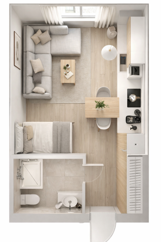 Studio apartment with sea and mountain views in a new club-type residential complex, Bar, Montenegro