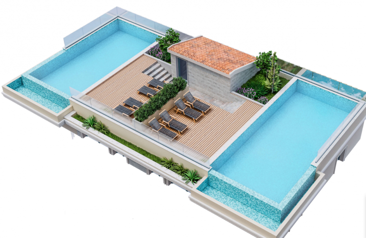 Three bedroom apartment in a complex with a swimming pool in Dobrota