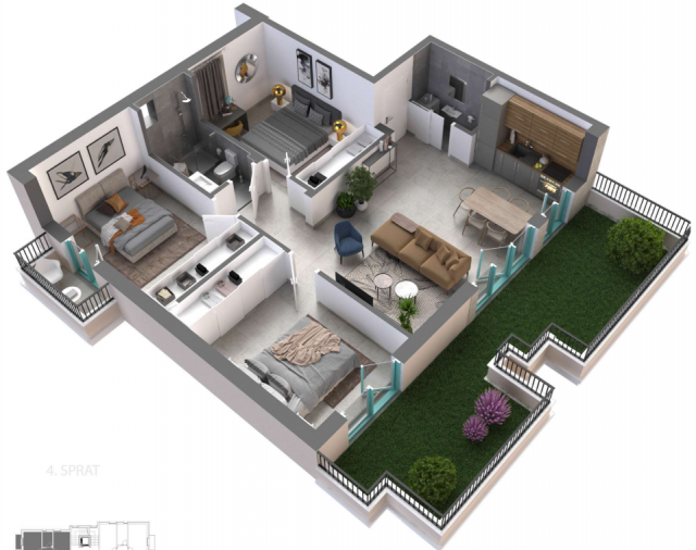 Three bedroom apartment in a complex with a swimming pool in Dobrota