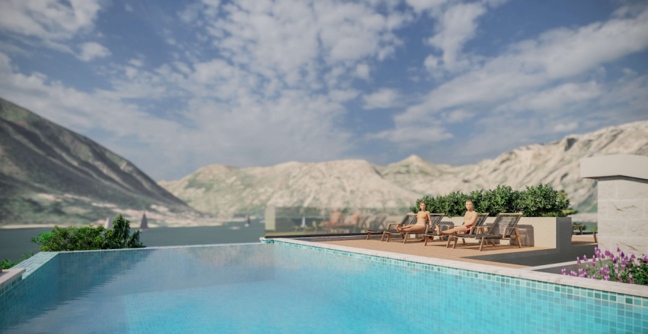 Three bedroom apartment in a complex with a swimming pool in Dobrota