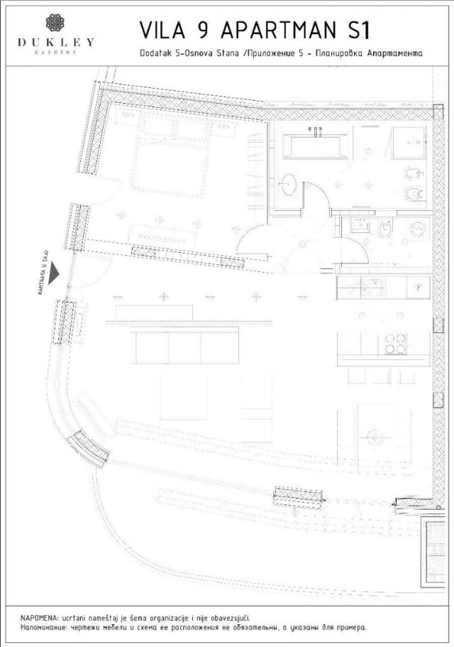 Apartment with 1 bedroom in the gated luxury complex Dukley
