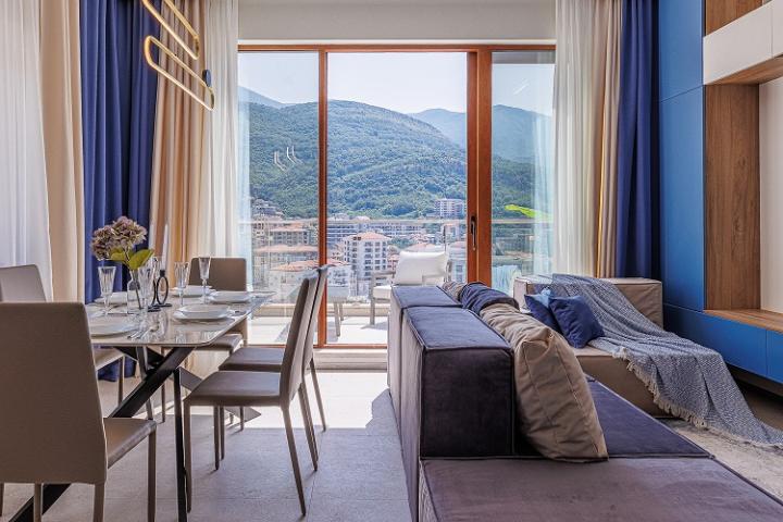 Premium apartment in a residential complex with a swimming pool located in Becici, a suburb of Budva