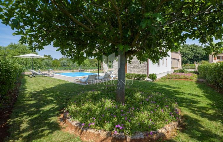 Poreč, okolica, villa s bazenom okružena zelenilom