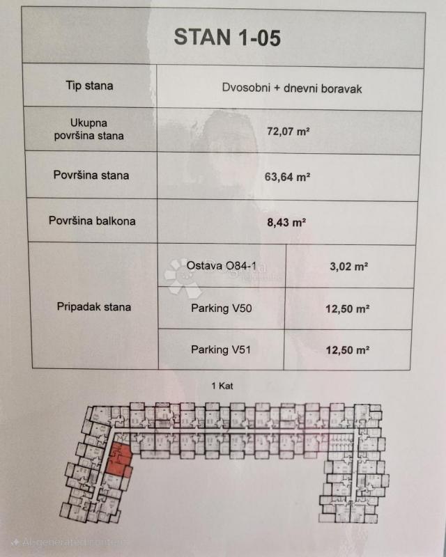 Prostrani dvosobni stan s ostavom i parkingom u cijeni 