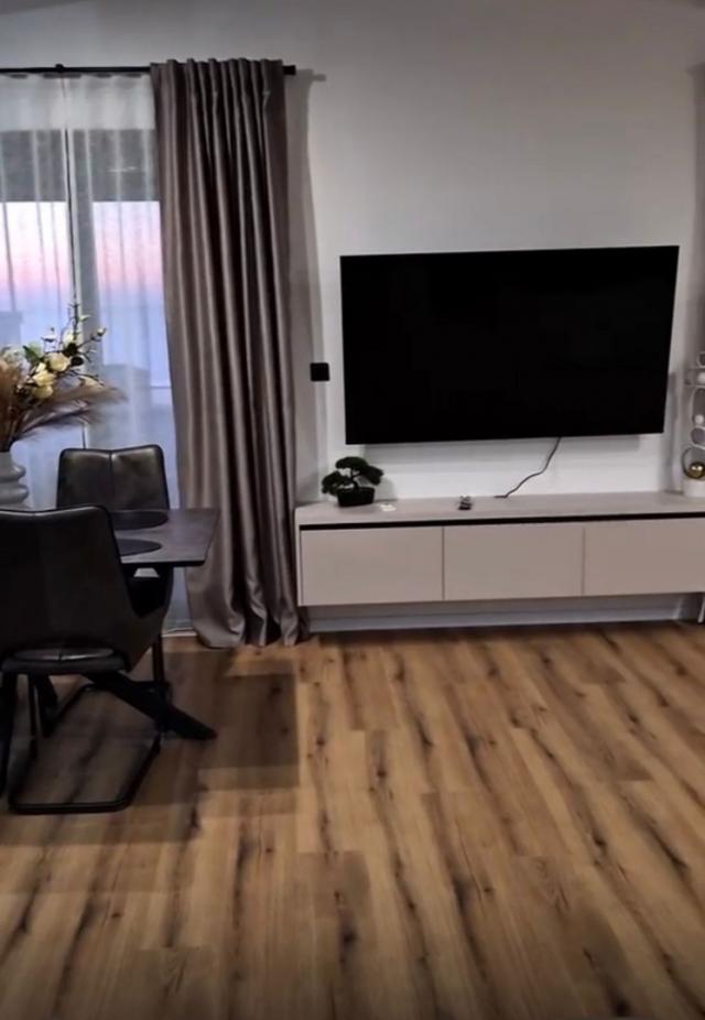 Apartments in a new building in Dobra Voda, below the highway. 