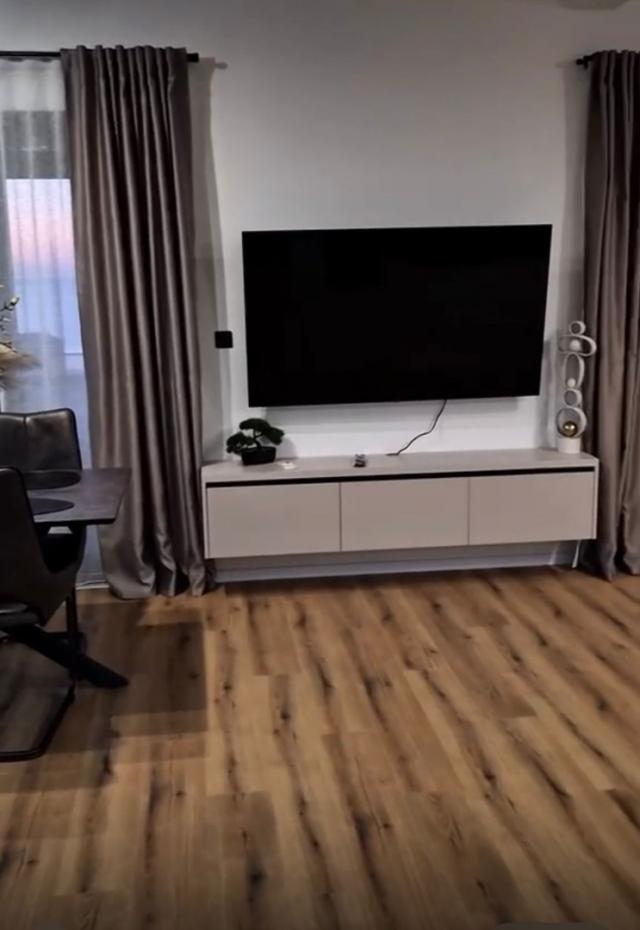 Apartments in a new building in Dobra Voda, below the highway. 