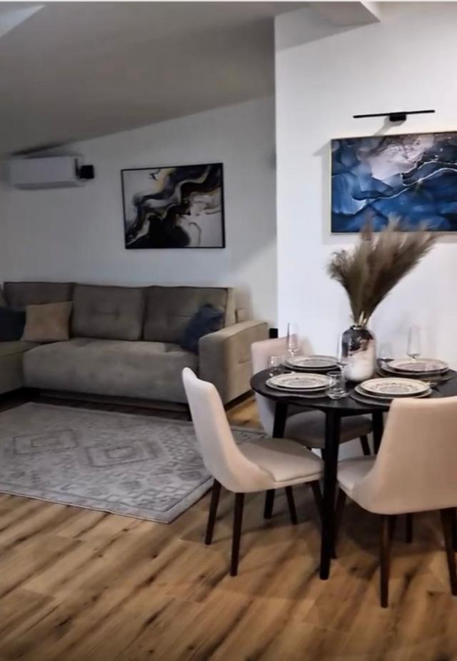 Apartments in a new building in Dobra Voda, below the highway. 
