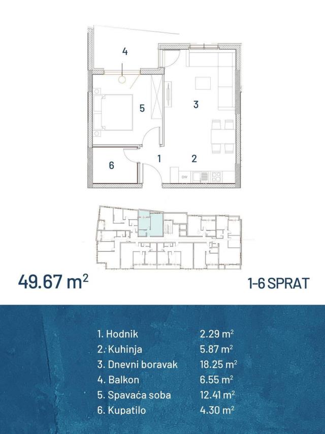 Neubau Einzimmerwohnungen zum Verkauf in Bar – Stadtteil Ilino