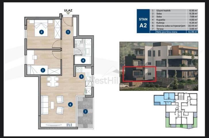 Prodaja premium stana u novom stambenom kompleksu, Dobrota, Kotor - objekat 8338 - Crna Gora