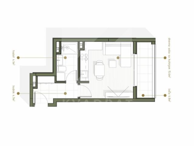 Prodaja, Garsonjera, Podgorica, Zabjelo, 29m2