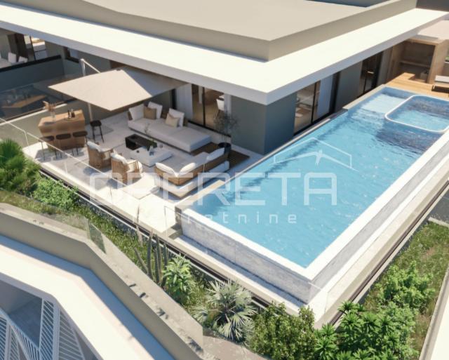 Split, Duilovo, rezidencijalni penthouse, privatni bazen, vrt, 300 m² vanjskih p
