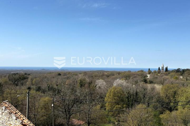 Istra, Višnjan, okolica, kamena kuća s pogledom na more i velikim zemljištem