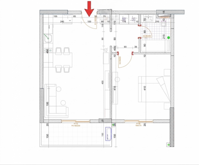 Eine 57 m² große Wohnung mit Terrasse in der Wohnanlage in Bar