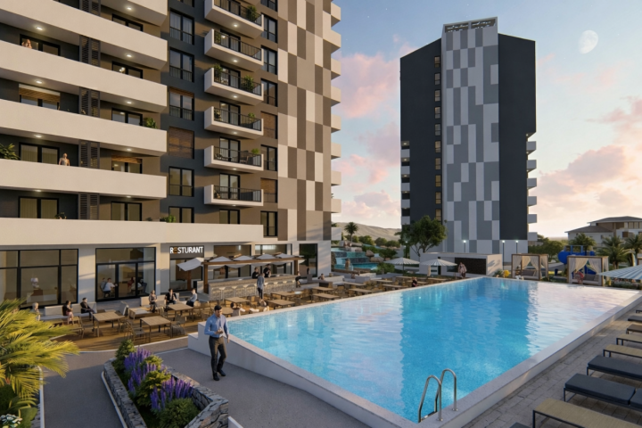 Eine 57 m² große Wohnung mit Terrasse in der Wohnanlage in Bar