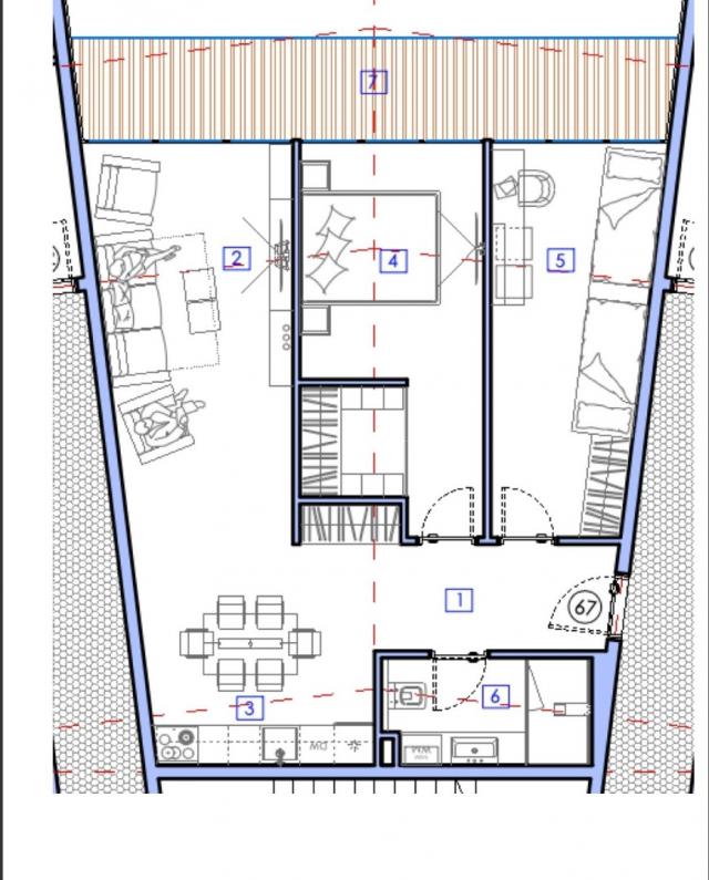 New two-bedroom apartment with sea view in a premium complex in Bar. 