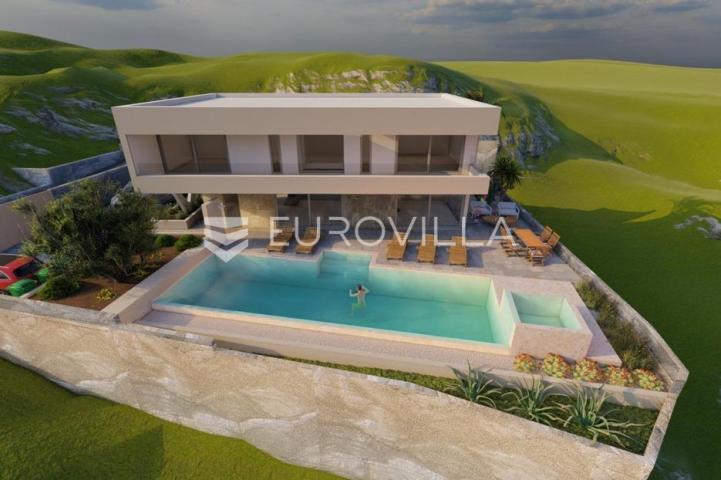 Vinišće, uvala Ljubljeva, dizajnerska vila s pogledom na more površine 266 m²