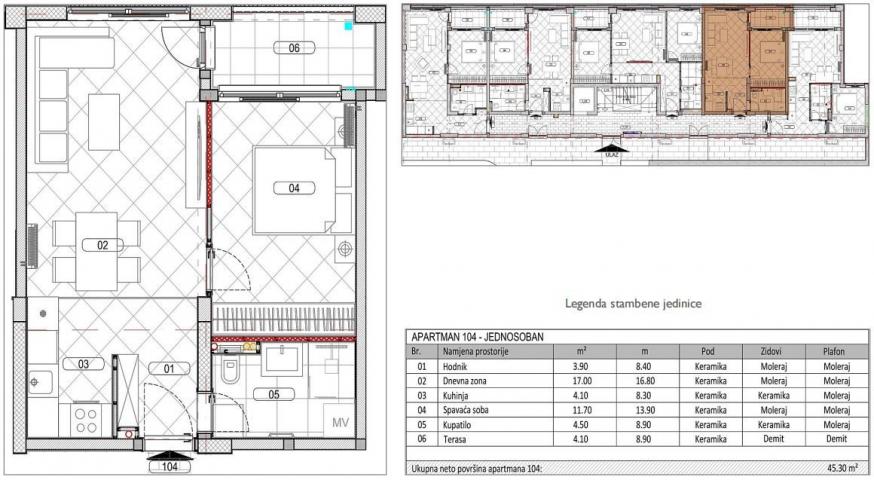 Dvosoban stan 58m2 sa pogledom na more u novom kompleksu – Đuraševići, Tivat