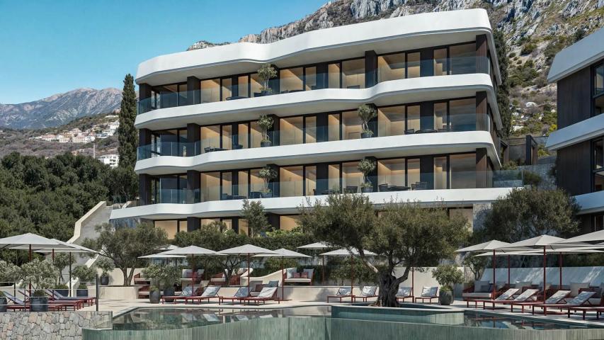 Jednosoban opremljen stan 64.16m2 + 19.76m2 dvorista u luksuznom stambenom kompleksu sa panoramskim 
