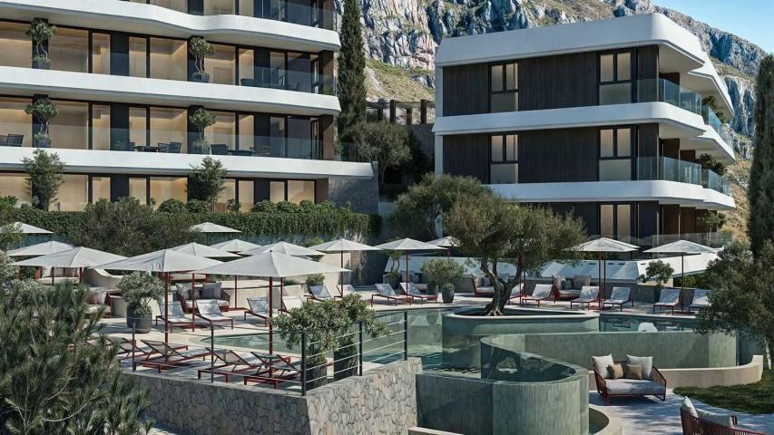 Jednosoban opremljen stan 64.16m2 + 19.76m2 dvorista u luksuznom stambenom kompleksu sa panoramskim 