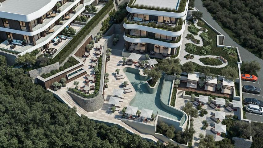 Jednosoban opremljen stan 64.16m2 + 19.76m2 dvorista u luksuznom stambenom kompleksu sa panoramskim 