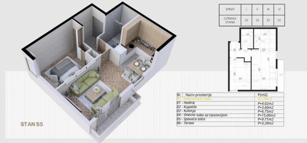 Jednosoban stan 51.86m2 u novogradnji – Budva, Potkošljun