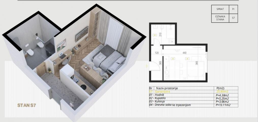 Studio apartman 28m2 u novogradnji – Budva, Potkošljun