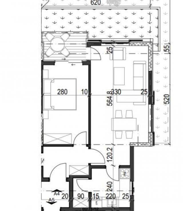 Jednosoban stan 52.30m² u luksuznom kompleksu Palazzo Jaz sa bazenom – Kovačko Polje, Kotor (Mogućno