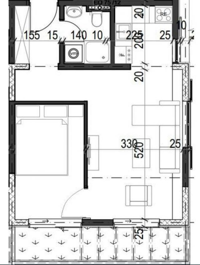 Jednosoban stan 39.86m² u luksuznom kompleksu Palazzo Jaz sa bazenom – Kovačko Polje, Kotor (Mogućno