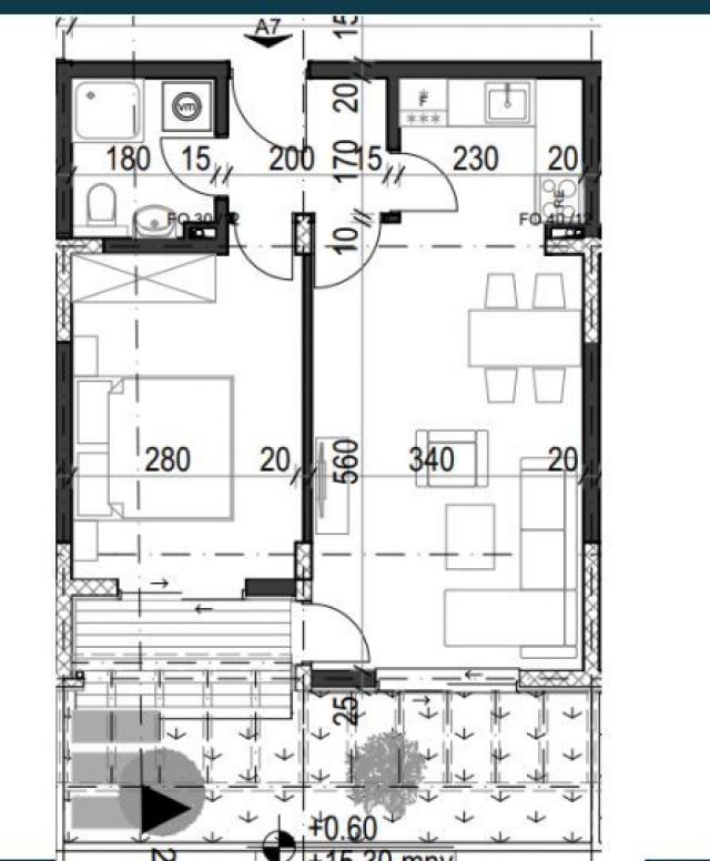 Jednosoban stan 46,08m² u luksuznom kompleksu Palazzo Jaz sa bazenom – Kovačko Polje, Kotor (Mogućno