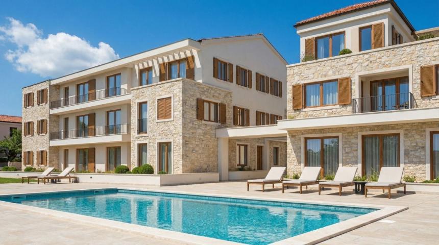 Jednosoban stan 46,08m² u luksuznom kompleksu Palazzo Jaz sa bazenom – Kovačko Polje, Kotor (Mogućno