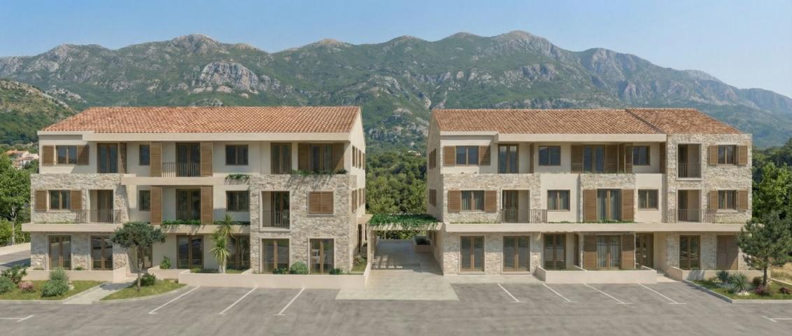 Jednosoban stan 41.70m² u luksuznom kompleksu Palazzo Jaz sa bazenom – Kovačko Polje, Kotor (Mogućno
