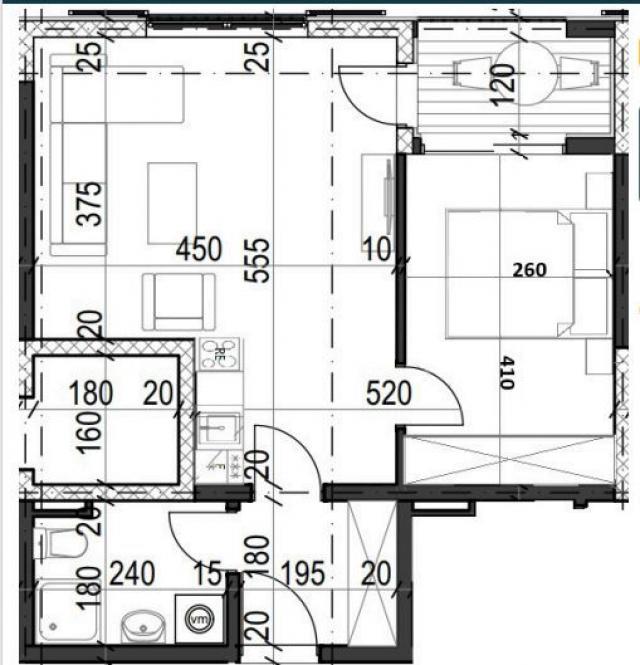 Jednosoban stan 43.06m² u luksuznom kompleksu Palazzo Jaz sa bazenom – Kovačko Polje, Kotor (Mogućno