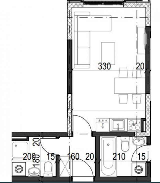 Studio apartman 25.50m² u luksuznom kompleksu Palazzo Jaz sa bazenom – Kovačko Polje, Kotor (Mogućno