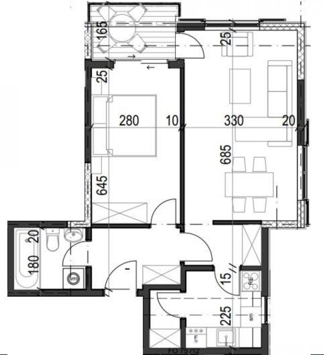 Jednosoban stan 52.02m² u luksuznom kompleksu Palazzo Jaz sa bazenom – Kovačko Polje, Kotor (Mogućno