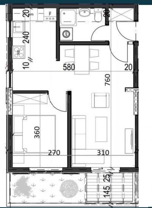 Jednosoban stan 42.70m² u luksuznom kompleksu Palazzo Jaz sa bazenom – Kovačko Polje, Kotor (Possibi