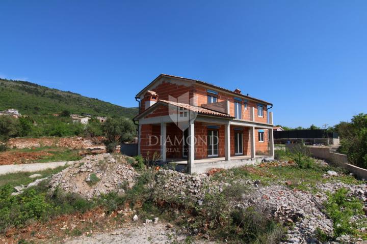Labin, kuća u izgradnji sa predivnim pogledom na more