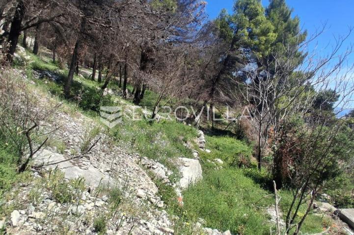 Omiš, Lokva Rogoznica, prostrano zemljište s kućom za adaptaciju i panoramskim pogledom na more
