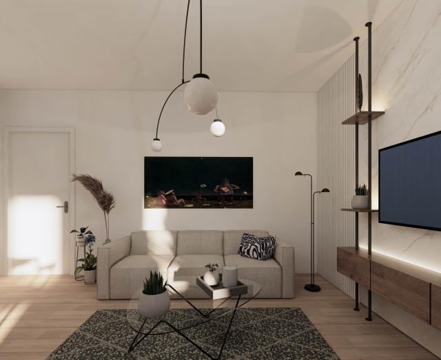 One-bedroom apartments in a new residential complex with a swimming pool in