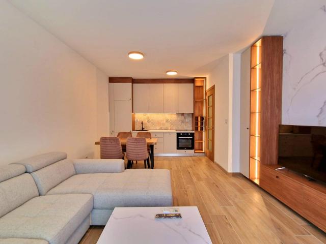 Furnished one-bedroom apartment with garage space in