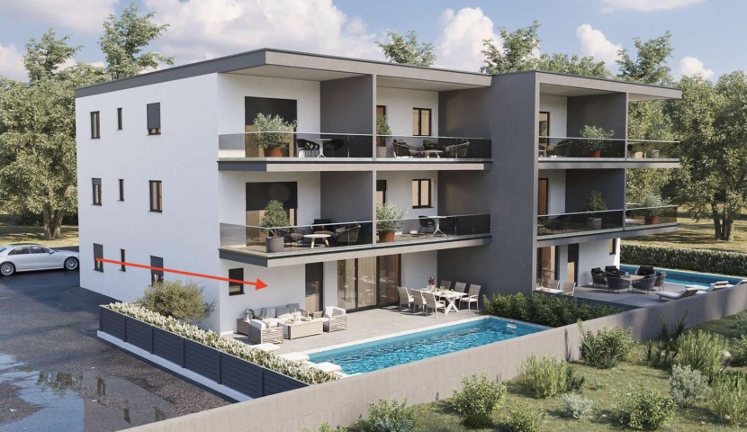 NOVIGRAD – MODERAN STAN S PRIVATNIM BAZENOM I TERASOM