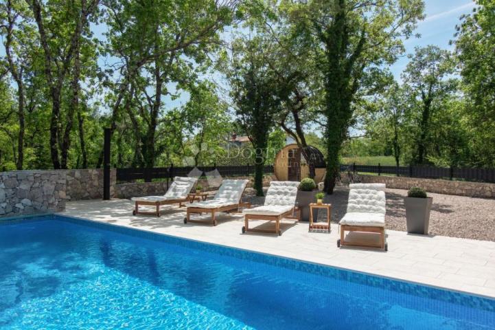 LABIN, OSIGURANA PRIVATNOST-vila okružena prirodom, grijani bazen, sauna i jacuzzi