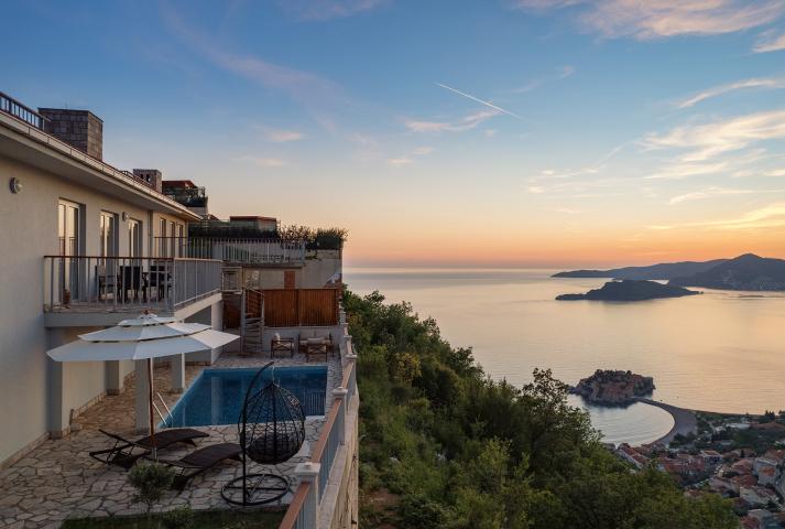 A complex of modern villas with a beautiful view